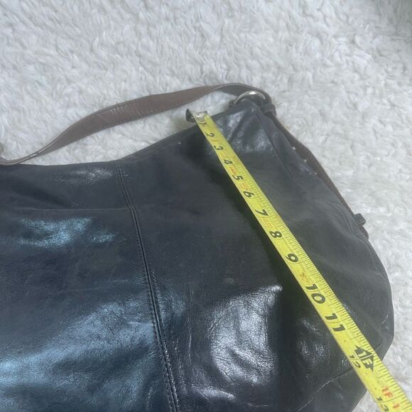 Hobo the  soft leather black large shoulder bag brown adjustable shoulder strap - Picture 7 of 12